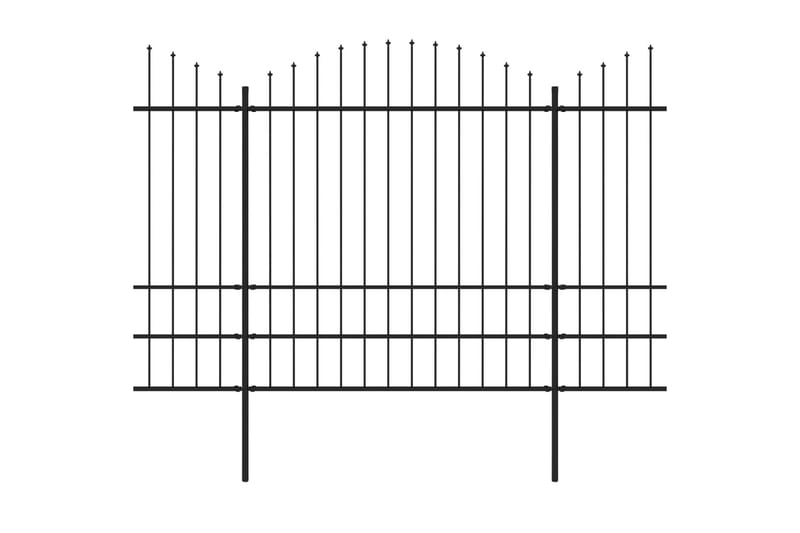 Trädgårdsstaket med spjuttopp stål (1,75-2)x10,2 m svart - Svart - Smidesstaket & järnstaket