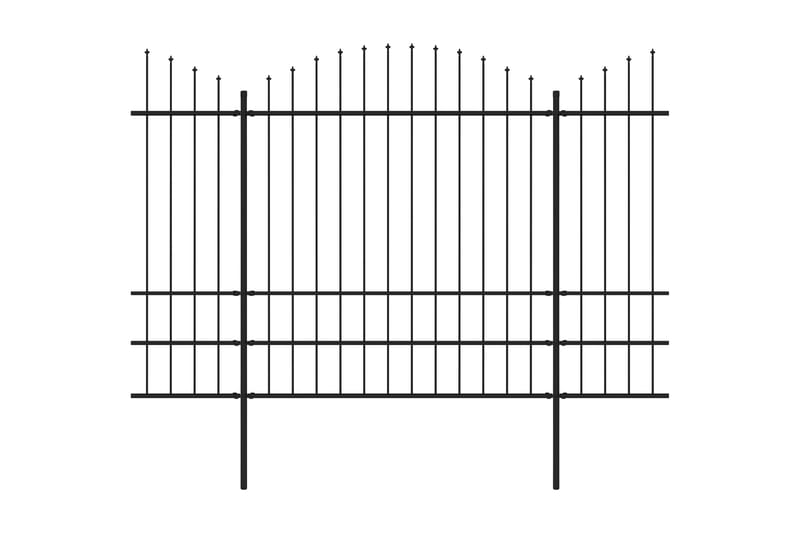 Trädgårdsstaket med spjuttopp stål (1,75-2)x11,9 m svart - Svart - Smidesstaket & järnstaket