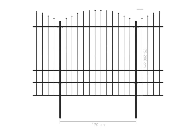 Trädgårdsstaket med spjuttopp stål (1,75-2)x11,9 m svart - Svart - Smidesstaket & järnstaket