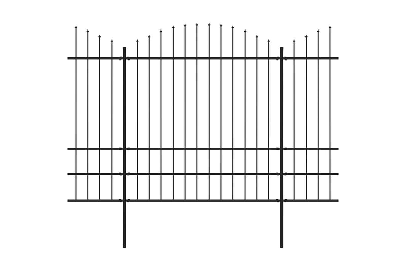 Trädgårdsstaket med spjuttopp stål (1,75-2)x17 m svart - Svart - Smidesstaket & järnstaket