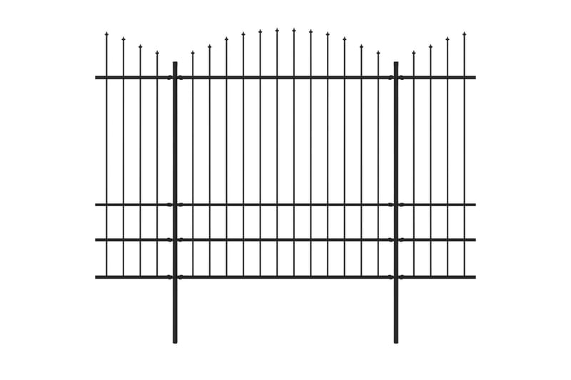 Trädgårdsstaket med spjuttopp stål (1,75-2)x5,1 m svart - Svart - Smidesstaket & järnstaket