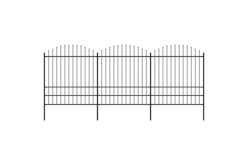 Trädgårdsstaket med spjuttopp stål (1,75-2)x5,1 m svart - Svart - Smidesstaket & järnstaket