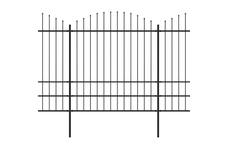 Trädgårdsstaket med spjuttopp stål (1,75-2)x6,8 m svart - Svart - Smidesstaket & järnstaket