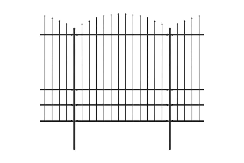 Trädgårdsstaket med spjuttopp stål (1,75-2)x8,5 m svart - Svart - Smidesstaket & järnstaket