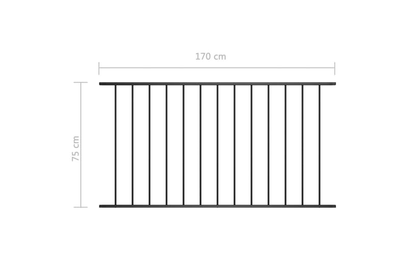 Staketpanel pulverlackerat stål 1,7x0,75 m svart - Svart - Staketstolpar