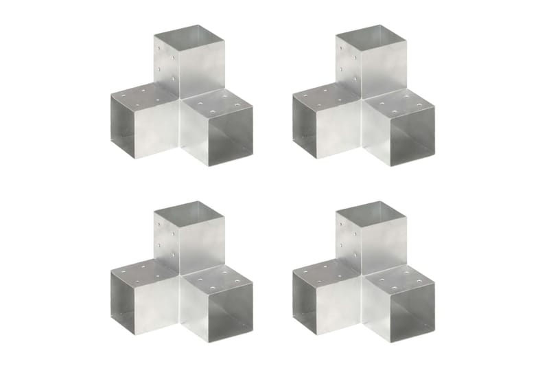 Stolpbeslag 4 st Y-form galvaniserad metall 101x101 mm - Silver - Staketstolpar