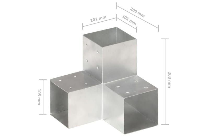 Stolpbeslag 4 st Y-form galvaniserad metall 101x101 mm - Silver - Staketstolpar