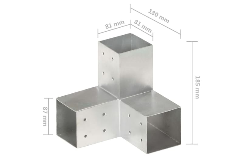 Stolpbeslag 4 st Y-form galvaniserad metall 81x81 mm - Silver - Staketstolpar