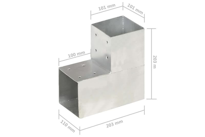 Stolpbeslag L-form galvaniserad metall 101x101 mm - Silver - Staketstolpar