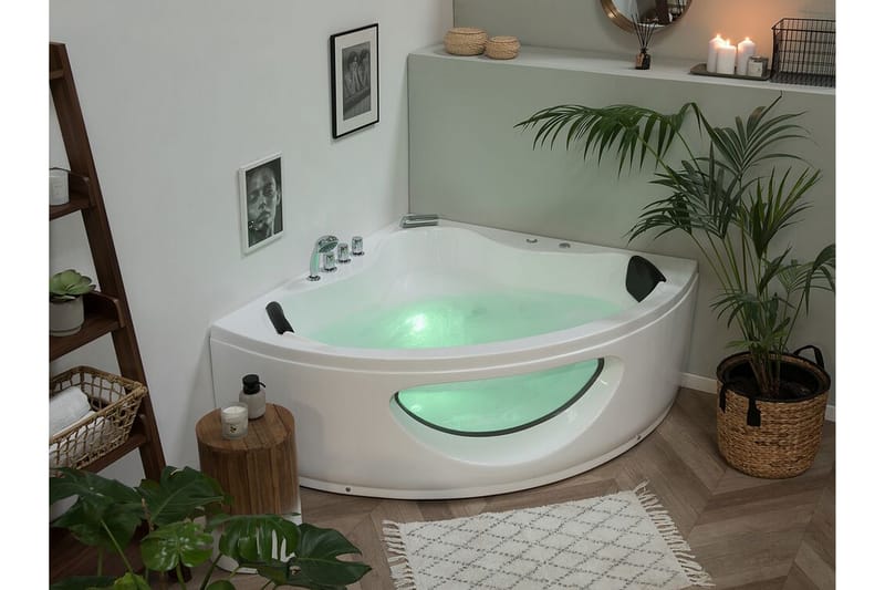 Titaguas Bubbelbadkar LED-belysning 146 cm - Vit - Hus & renovering - Kök & bad - Badrum - Badkar - Bubbelbadkar & massagebadkar