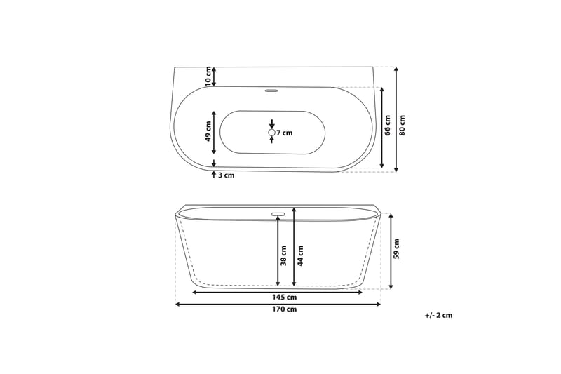 Honovey Badkar 170 cm Fristående - Vit - Hus & renovering - Kök & bad - Badrum - Badkar - Fristående badkar