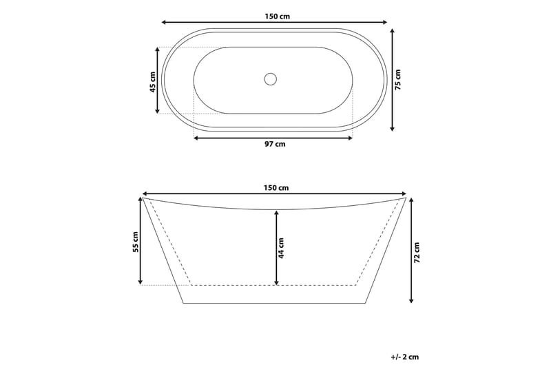 Menailo Badkar Fristående 150 cm - Vit - Fristående badkar