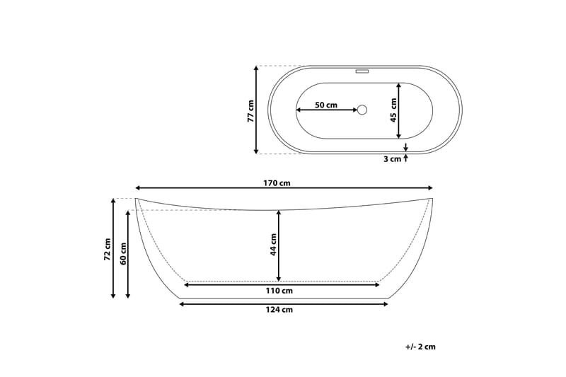 Menailo Badkar Fristående 170 cm - Svart - Hus & renovering - Kök & bad - Badrum - Badkar - Fristående badkar