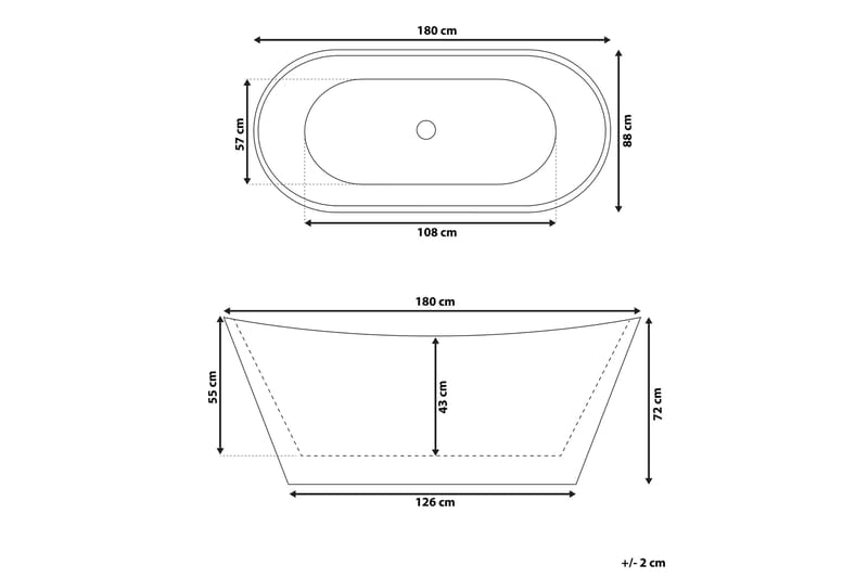 Menailo Badkar Fristående 180 cm - Vit - Hus & renovering - Kök & bad - Badrum - Badkar - Fristående badkar