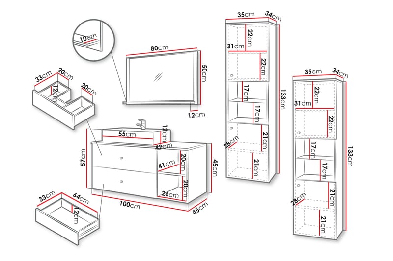 Askersund Möbelset för Badrum - Svart - Hus & renovering - Kök & bad - Badrum - Badrumsmöbler & badrumsinredning - Kompletta möbelpaket badrum