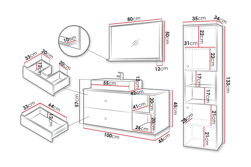 Askersund Möbelset för Badrum - Svart - Hus & renovering - Kök & bad - Badrum - Badrumsmöbler & badrumsinredning - Kompletta möbelpaket badrum