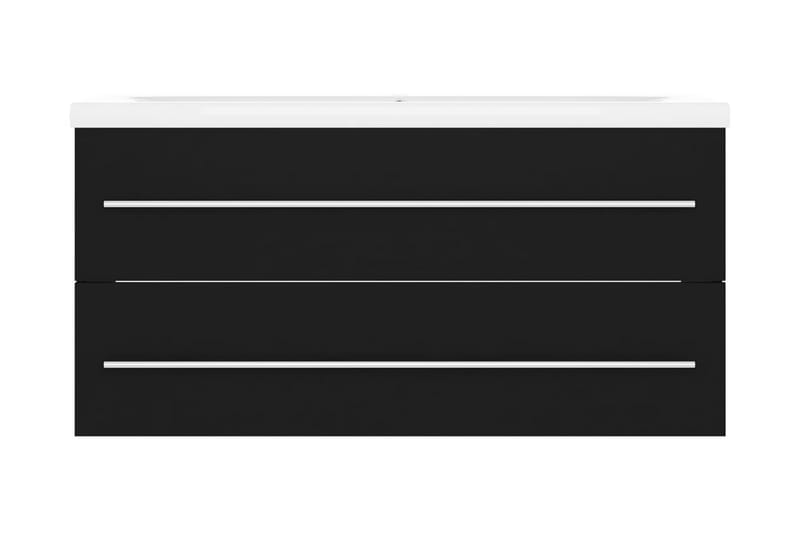 Badrumsskåp med inbyggt handfat svart spånskiva - Svart - Tvättställsskåp & kommod