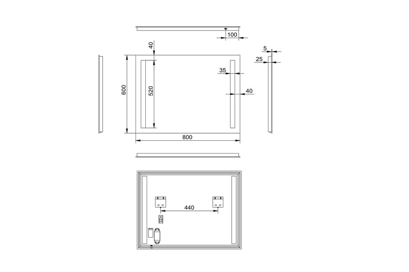 Allejaure Badrumsspegel 80x60 cm LED-belysning - Hus & renovering - Kök & bad - Badrum - Badrumsmöbler & badrumsinredning - Badrumsspegel