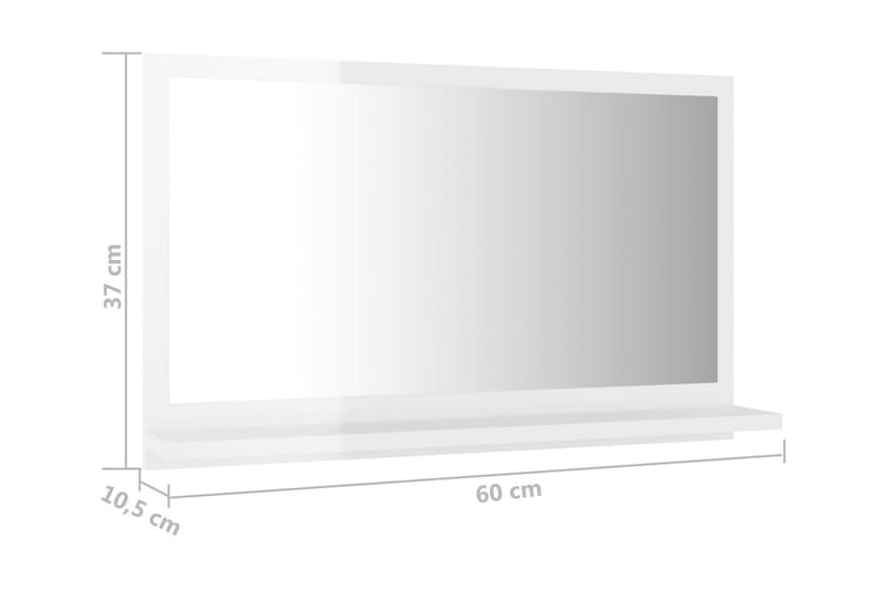 Badrumsspegel vit högglans 60x10,5x37 cm spånskiva - Vit - Badrumsspegel