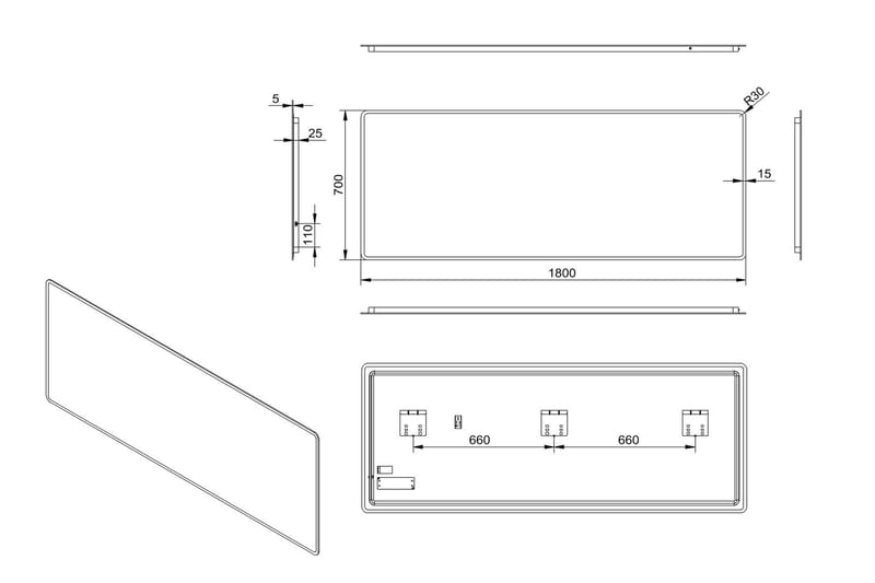 Dalkarl Spegel 180x70 cm - Silver - Hus & renovering - Kök & bad - Badrum - Badrumsmöbler & badrumsinredning - Badrumsspegel