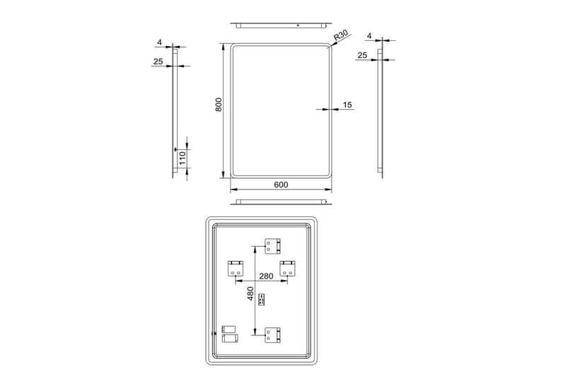 Dalkarl Spegel 80x60 cm - Silver - Hus & renovering - Kök & bad - Badrum - Badrumsmöbler & badrumsinredning - Badrumsspegel