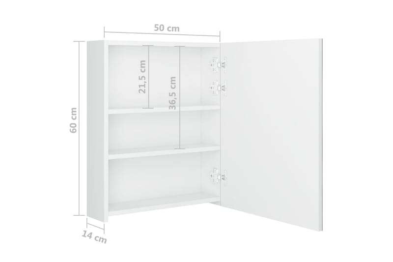 Badrumsspegel med skåp LED vit högglans 50x14x60 cm - Vit - Hus & renovering - Kök & bad - Badrum - Badrumsmöbler & badrumsinredning - Spegelskåp badrum