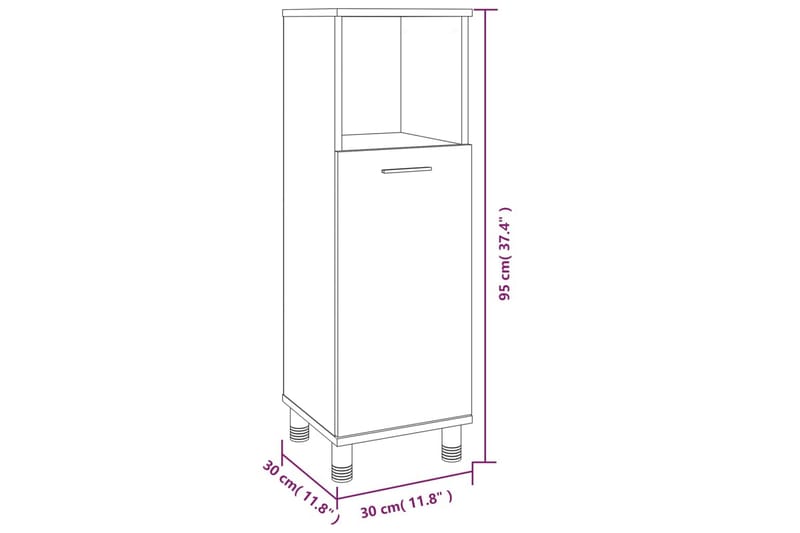 beBasic Badrumsskåp grå sonoma 30x30x95 cm konstruerat trä - Grey - Hus & renovering - Kök & bad - Badrum - Badrumsmöbler & badrumsinredning - Badrumsskåp