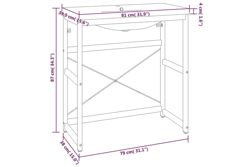 beBasic Handfatsställ med inbyggt handfat vit järn - White - Hus & renovering - Kök & bad - Badrum - Badrumsmöbler & badrumsinredning - Tvättställsskåp & kommod