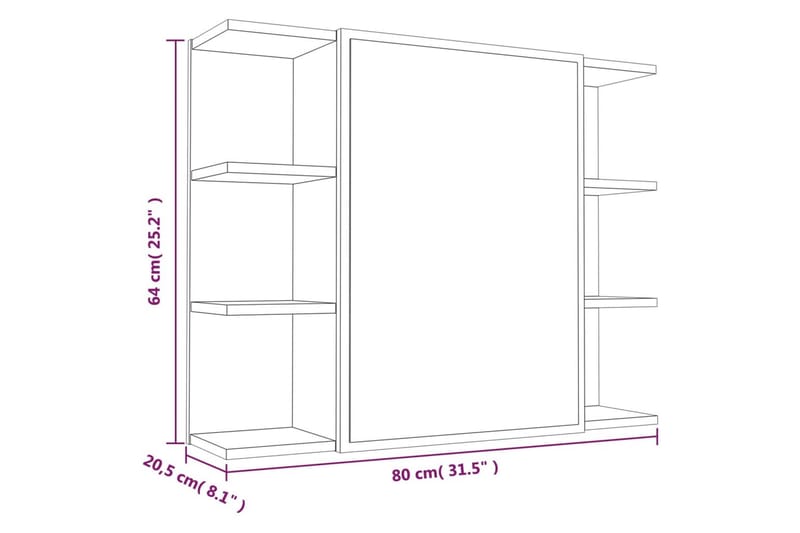 beBasic Spegelskåp för badrum Brun ek 80x20,5x64 cm konstruerat trä - Brown - Spegelskåp badrum