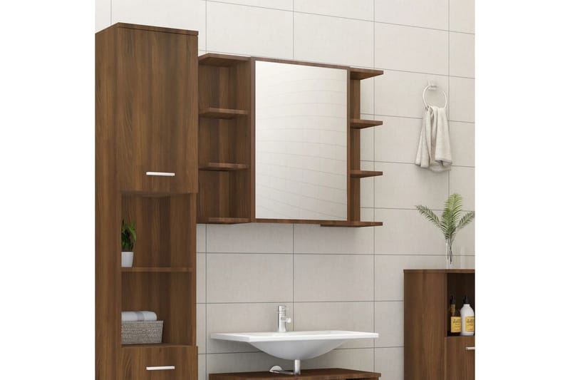 beBasic Spegelskåp för badrum Brun ek 80x20,5x64 cm konstruerat trä - Brown - Hus & renovering - Kök & bad - Badrum - Badrumsmöbler & badrumsinredning - Spegelskåp badrum