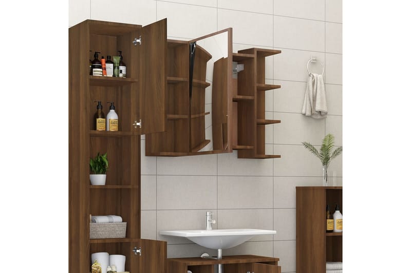 beBasic Spegelskåp för badrum Brun ek 80x20,5x64 cm konstruerat trä - Brown - Hus & renovering - Kök & bad - Badrum - Badrumsmöbler & badrumsinredning - Spegelskåp badrum