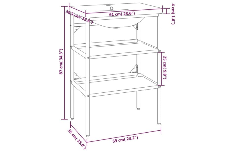 beBasic Tvättställsram med inbyggt handfat vit järn - White - Hus & renovering - Kök & bad - Badrum - Badrumsmöbler & badrumsinredning - Badrumsskåp