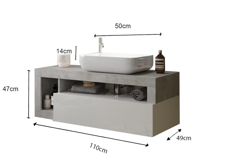 Hamburgan Tvättställsskåp 110x47 cm - Vit - Hus & renovering - Kök & bad - Badrum - Badrumsmöbler & badrumsinredning - Tvättställsskåp & kommod