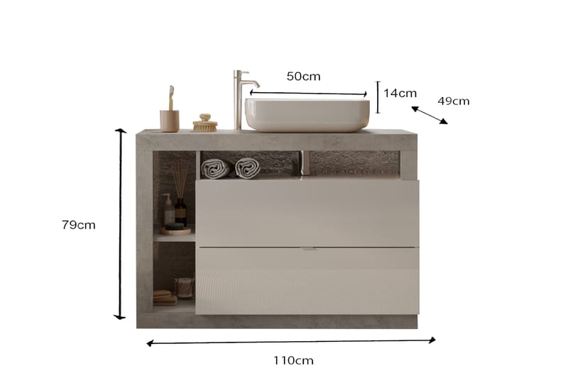 Hamburgan Tvättställsskåp 110x79 cm - Vit - Hus & renovering - Kök & bad - Badrum - Badrumsmöbler & badrumsinredning - Tvättställsskåp & kommod