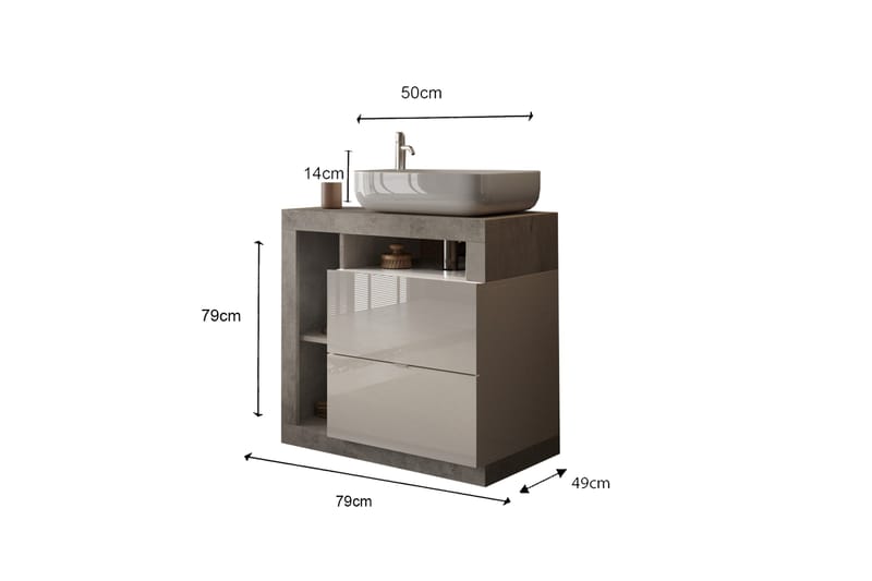 Hamburgan Tvättställsskåp 79x79 cm - Vit - Hus & renovering - Kök & bad - Badrum - Badrumsmöbler & badrumsinredning - Tvättställsskåp & kommod