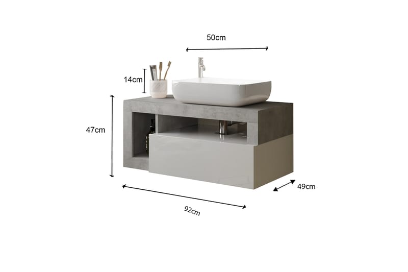 Hamburgan Tvättställsskåp 92x47 cm - Vit - Hus & renovering - Kök & bad - Badrum - Badrumsmöbler & badrumsinredning - Tvättställsskåp & kommod