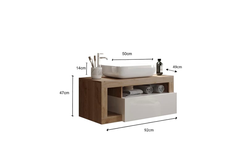 Hamburgan Tvättställsskåp 92x47 cm - Vit - Hus & renovering - Kök & bad - Badrum - Badrumsmöbler & badrumsinredning - Tvättställsskåp & kommod