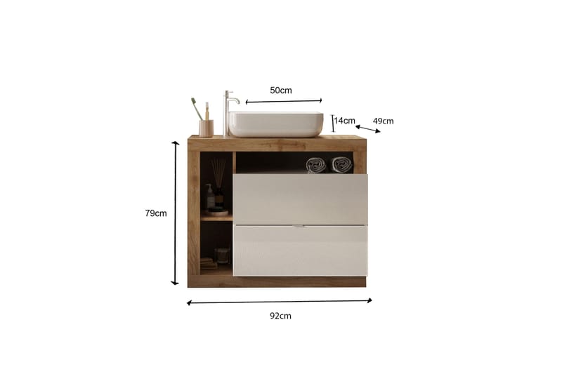 Hamburgan Tvättställsskåp 92x79 cm - Vit - Hus & renovering - Kök & bad - Badrum - Badrumsmöbler & badrumsinredning - Tvättställsskåp & kommod