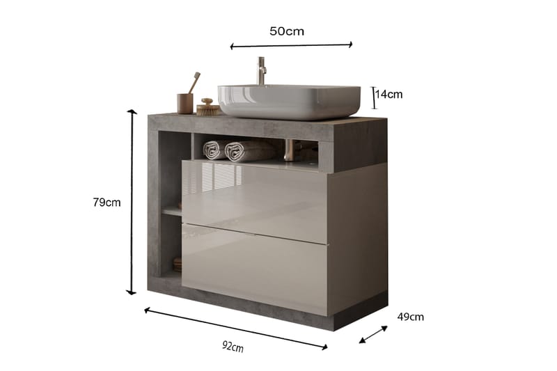 Hamburgan Tvättställsskåp 92x79 cm - Vit - Hus & renovering - Kök & bad - Badrum - Badrumsmöbler & badrumsinredning - Tvättställsskåp & kommod