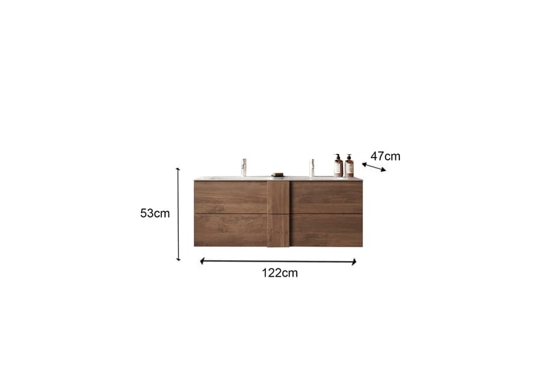 Helmund Tvättställsskåp 122x53 cm - Svart/Brun - Hus & renovering - Kök & bad - Badrum - Badrumsmöbler & badrumsinredning - Tvättställsskåp & kommod