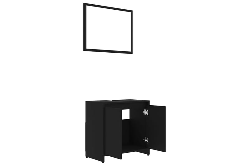Badrumsmöbler 3 delar svart spånskiva - Svart - Kompletta möbelpaket badrum
