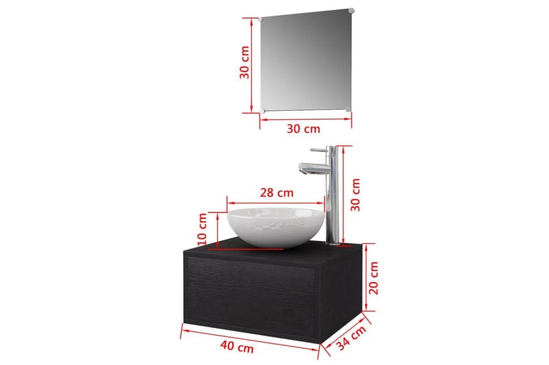 Badrumsmöbler med handfat och kran svart 4 delar - Svart - Hus & renovering - Kök & bad - Badrum - Badrumsmöbler & badrumsinredning - Kompletta möbelpaket badrum