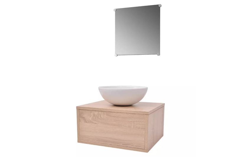 Badrumsmöbler tre delar med handfat beige - Beige - Kompletta möbelpaket badrum