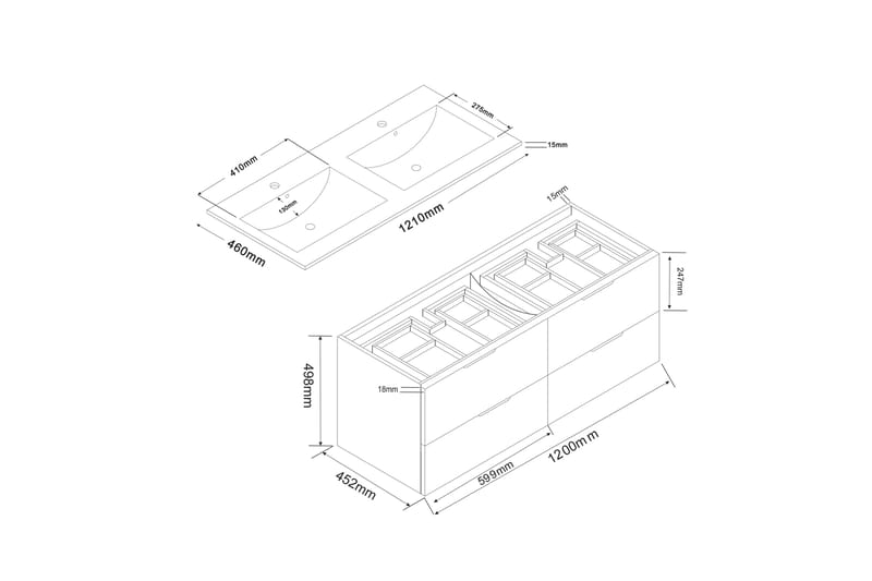 Bathlife Glädje Möbelpaket med Spegel 1200 - Svart - Kompletta möbelpaket badrum