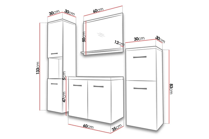 Malo Badrumsset - Svart - Hus & renovering - Kök & bad - Badrum - Badrumsmöbler & badrumsinredning - Kompletta möbelpaket badrum