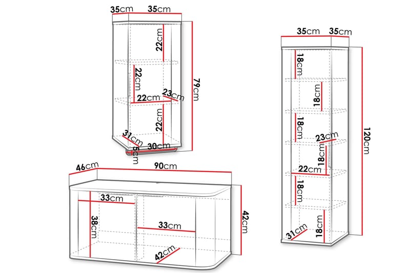 Oskarshamn Möbelset för Badrum - Svart - Hus & renovering - Kök & bad - Badrum - Badrumsmöbler & badrumsinredning - Kompletta möbelpaket badrum