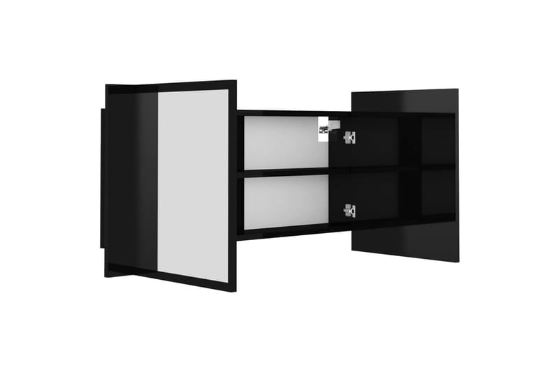 Spegelskåp för badrum LED svart högglans 90x12x45 cm - Svart - Hus & renovering - Kök & bad - Badrum - Badrumsmöbler & badrumsinredning - Spegelskåp badrum