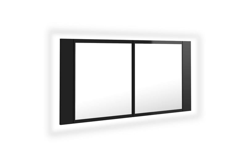 Spegelskåp för badrum LED svart högglans 90x12x45 cm - Svart - Hus & renovering - Kök & bad - Badrum - Badrumsmöbler & badrumsinredning - Spegelskåp badrum