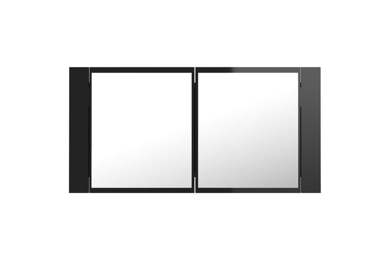 Spegelskåp för badrum LED svart högglans 90x12x45 cm - Svart - Hus & renovering - Kök & bad - Badrum - Badrumsmöbler & badrumsinredning - Spegelskåp badrum