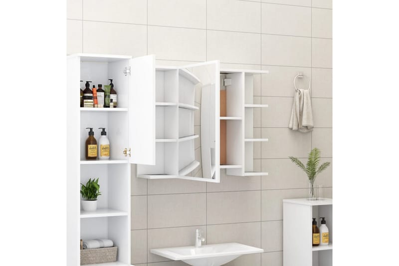 Spegelskåp för badrum vit 80x20,5x64 cm spånskiva - Vit - Hus & renovering - Kök & bad - Badrum - Badrumsmöbler & badrumsinredning - Spegelskåp badrum